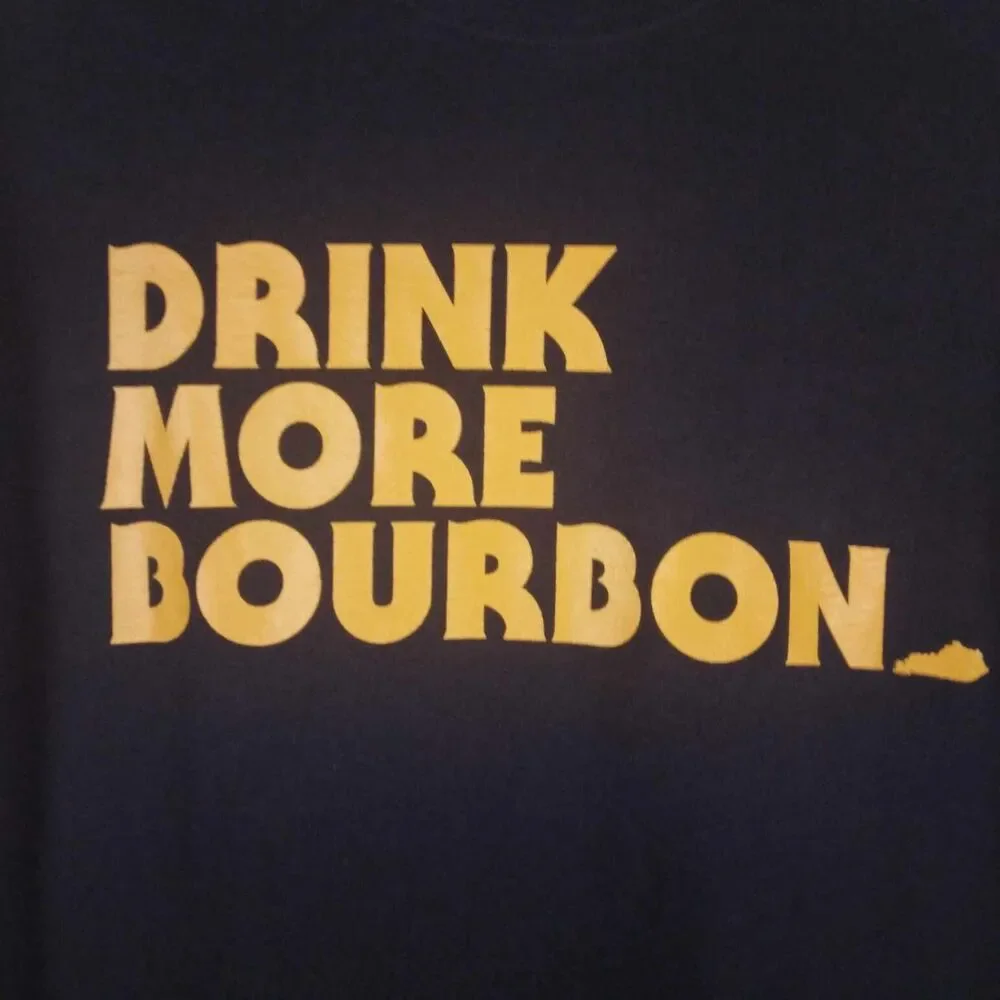 Drink More Bourbon Kentucky Graphic Black Crew Neck Short Sleeve T-Shirt Med NWT - Picture 2 of 5